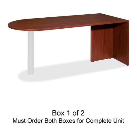 Sp Richards Lorell Peninsula Desk Without Post - 66"W x 30"D x 29-1/2"H - Mahogany - Essentials Series LLR69380